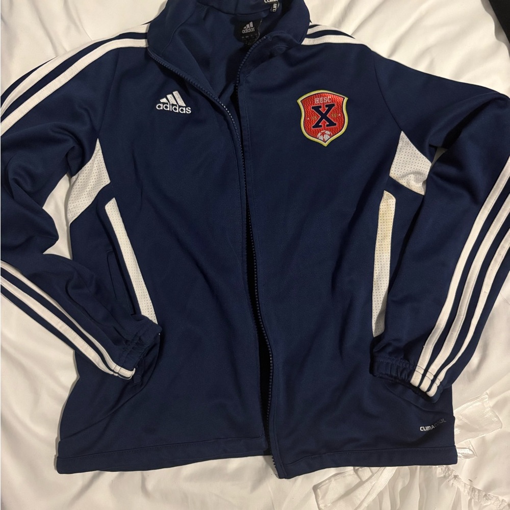 Adidas Kids Navy and White Varsity Jacket
